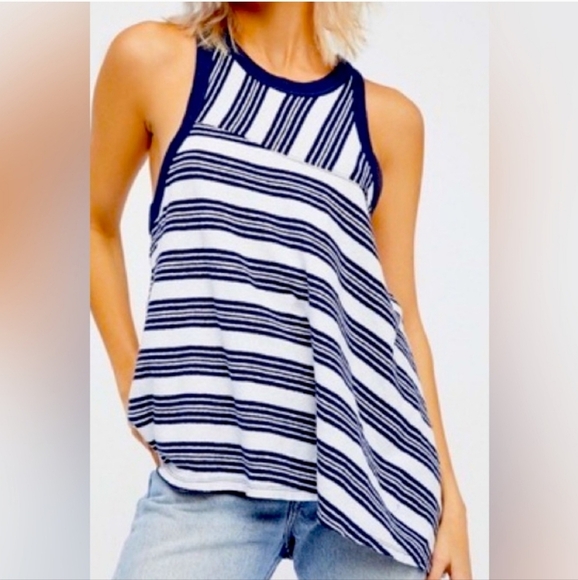 We the Free Striped Racerback Asymmetrical Tank Top EUC - Picture 1 of 8